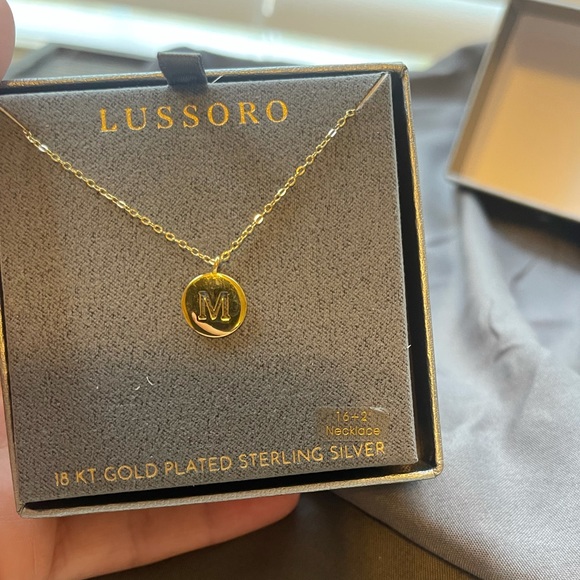 18K Gold Plated Sterling Silver Necklace ‘ M ‘ Initial - Picture 2 of 3